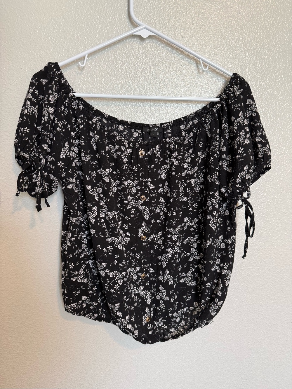 Papermoon Off-Shoulder Black Floral Top